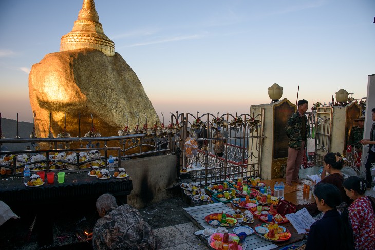 offerings made at dawn before the Golden Rock
