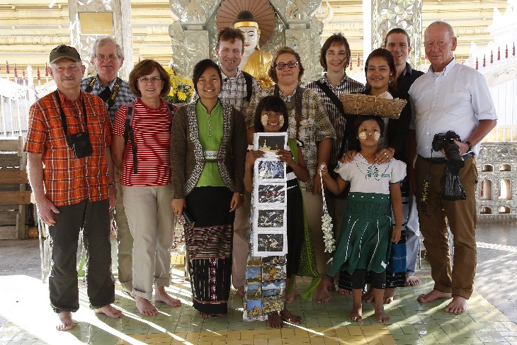 Our group with two children selling souveniers at Kuthodaw Pagoda